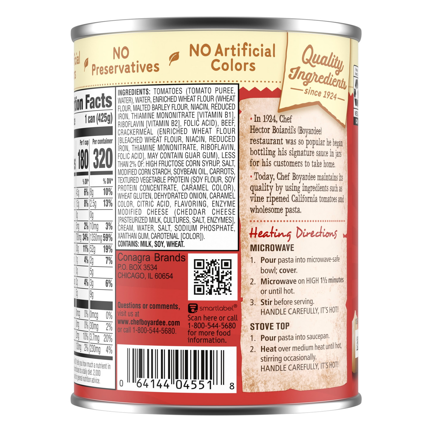 Chef Boyardee Overstuffed Beef Ravioli in Pasta Sauce, Ready-to-Eat Meal, 15 oz. Can