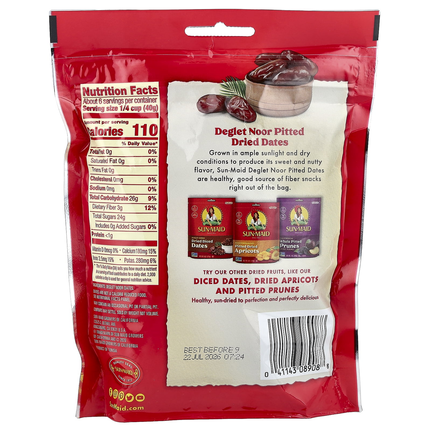 Sun-Maid Deglet Noor Pitted Dried Dates, 8 oz (227 g)