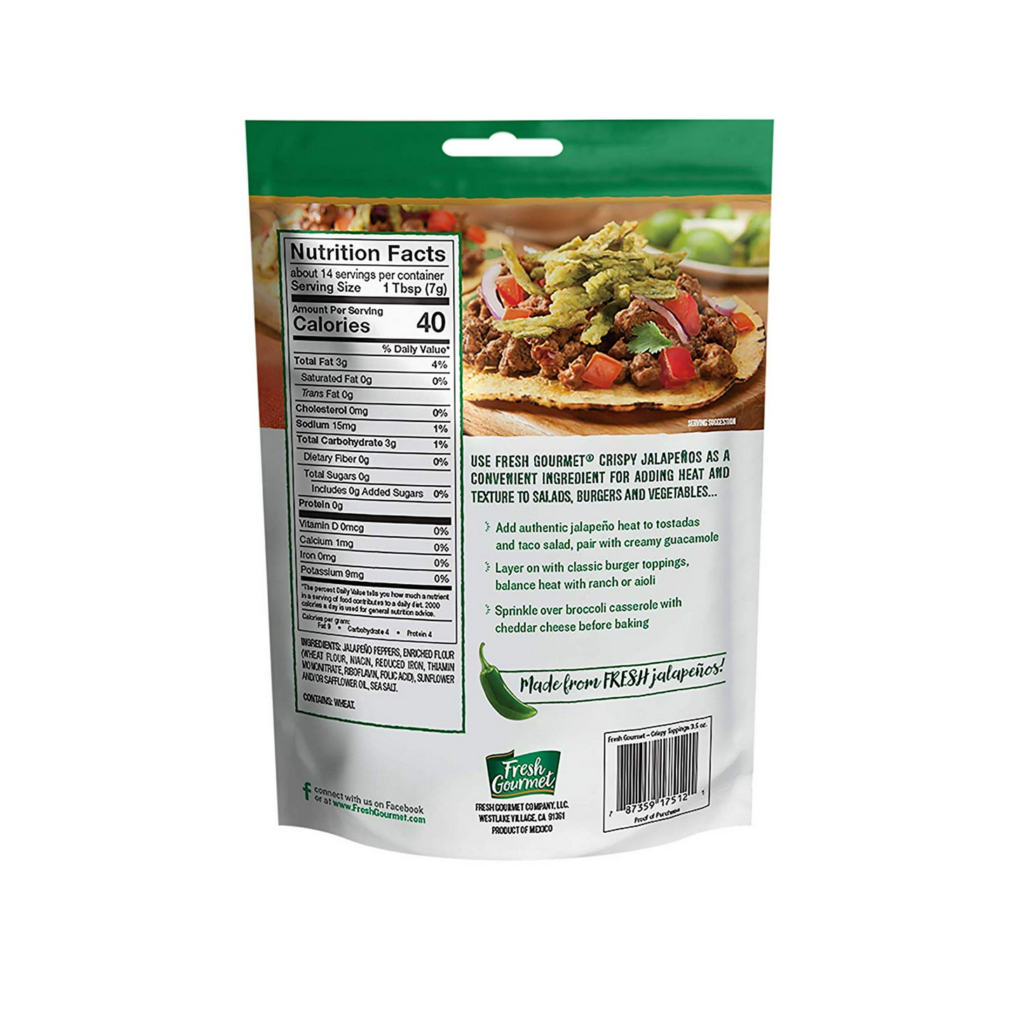 Fresh Gourmet Crispy Jalapenos, Salads Toppings, 3.5 oz