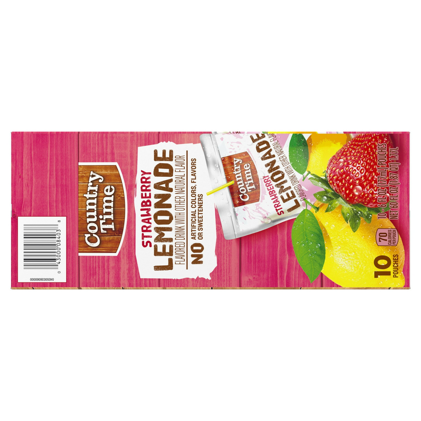 Country Time Strawberry Lemonade Ready to Drink Flavored with Other Natural Flavors Drink Pouches, 10 Ct Box, 6 fl oz Pouches, Liquids