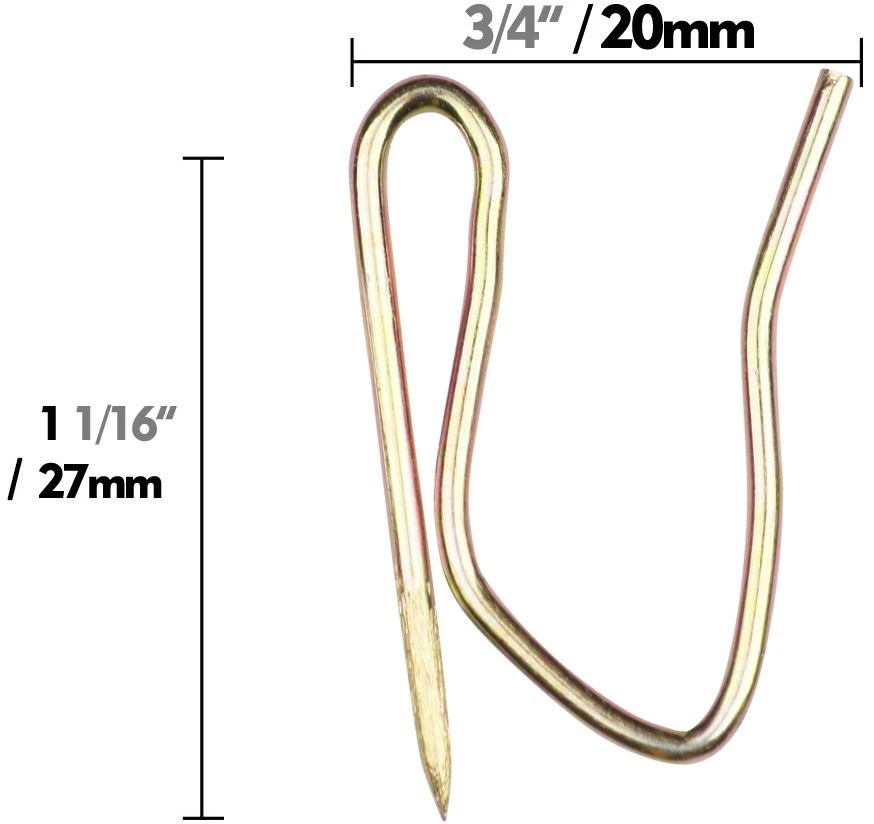 120Pcs Drapery Hooks Pins27mmx20mm",Metal Single Prongs Curtain Hook,golden hue