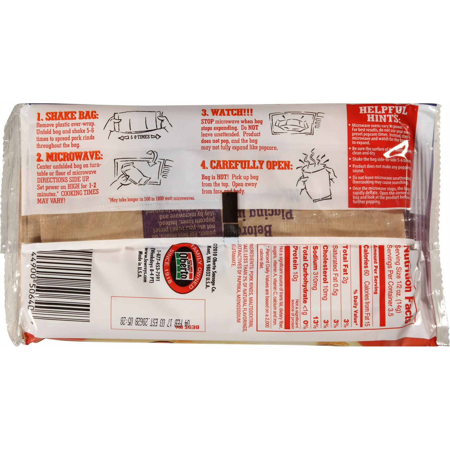 Lowrey's Bacon Curls Hot & Spicy Microwave Pork Rinds, 1.75 Oz.