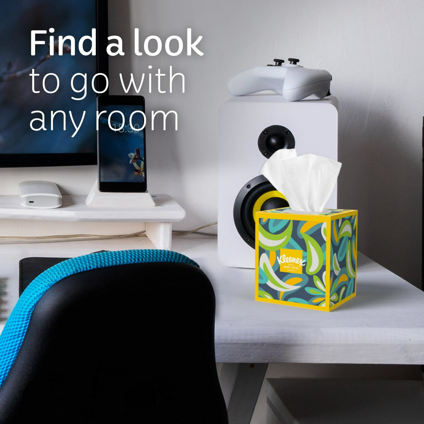 Kleenex Anti-Viral Facial Tissues, 1 Cube Box, 55 Tissues per Box, 3-Ply