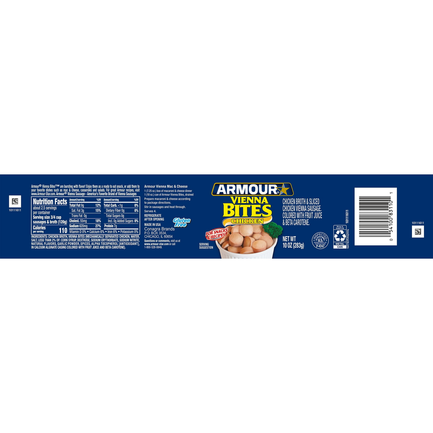 Armour Star Chicken Vienna Sausage Bites, Canned Sausage, 10 OZ