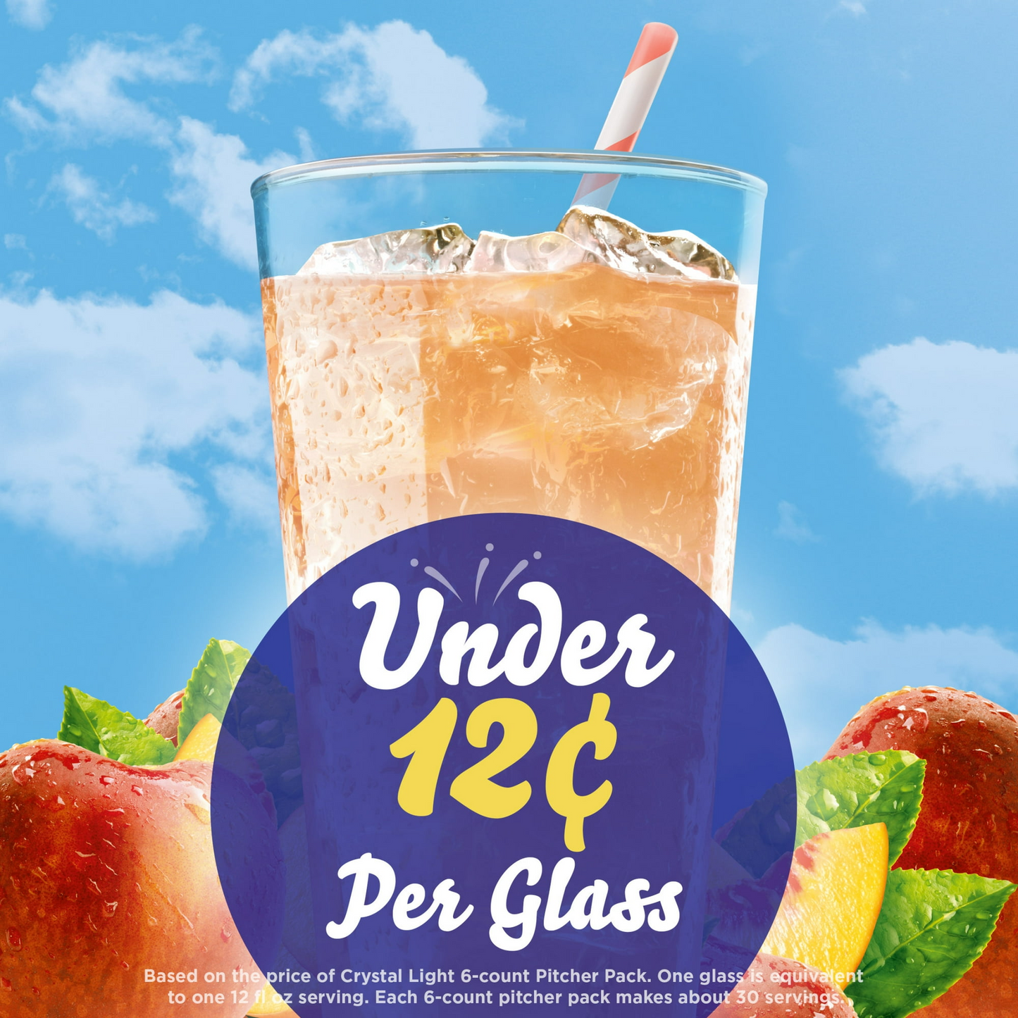 Crystal Light Peach Iced Tea Artificially Flavored Powdered Drink Mix, 6 Count Pitcher Packets