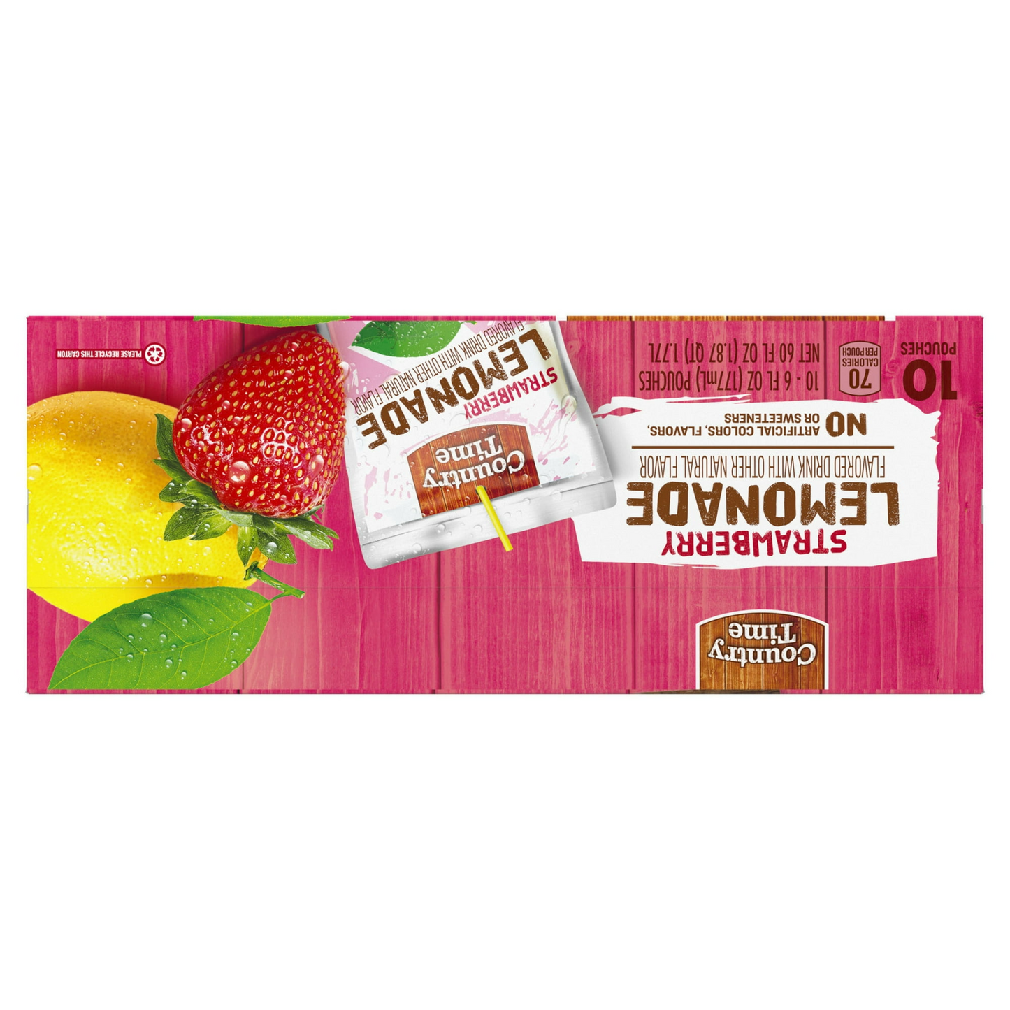 Country Time Strawberry Lemonade Ready to Drink Flavored with Other Natural Flavors Drink Pouches, 10 Ct Box, 6 fl oz Pouches, Liquids