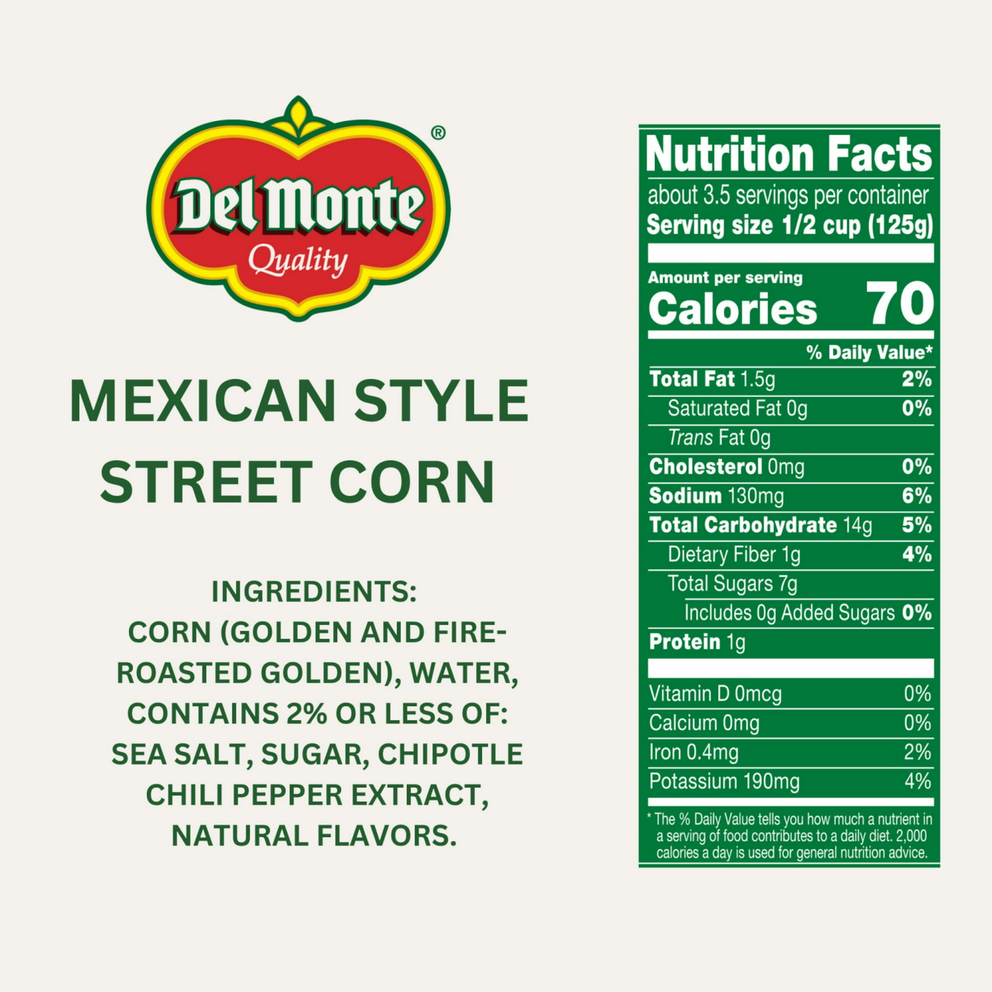 Del Monte Mexican Style Street Corn, Canned Vegetables, 14.75 oz Can