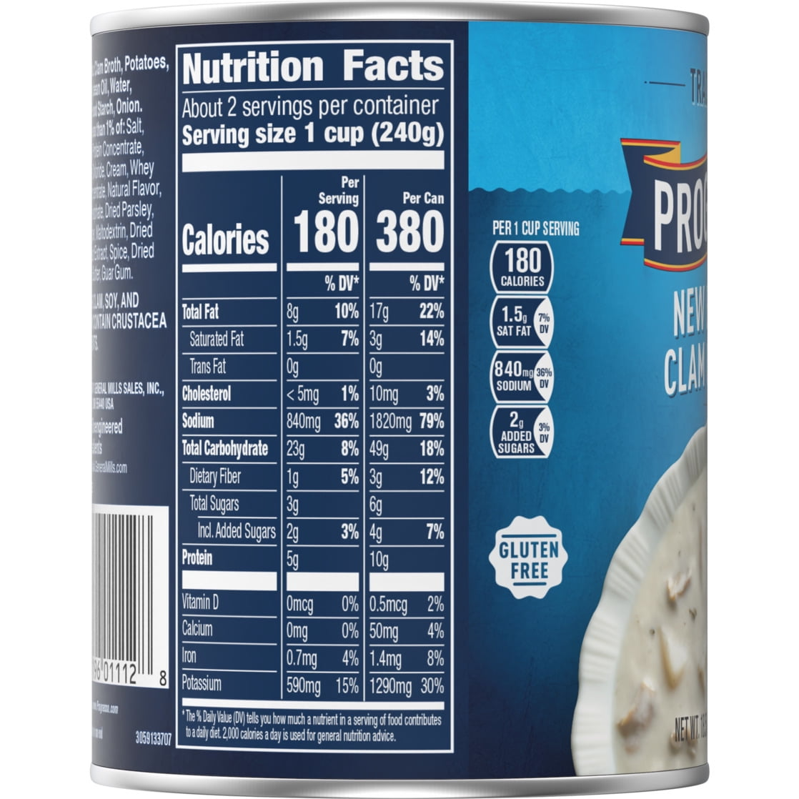 Progresso New England Clam Chowder Soup, Traditional Canned Soup, Gluten Free, 18.5 oz