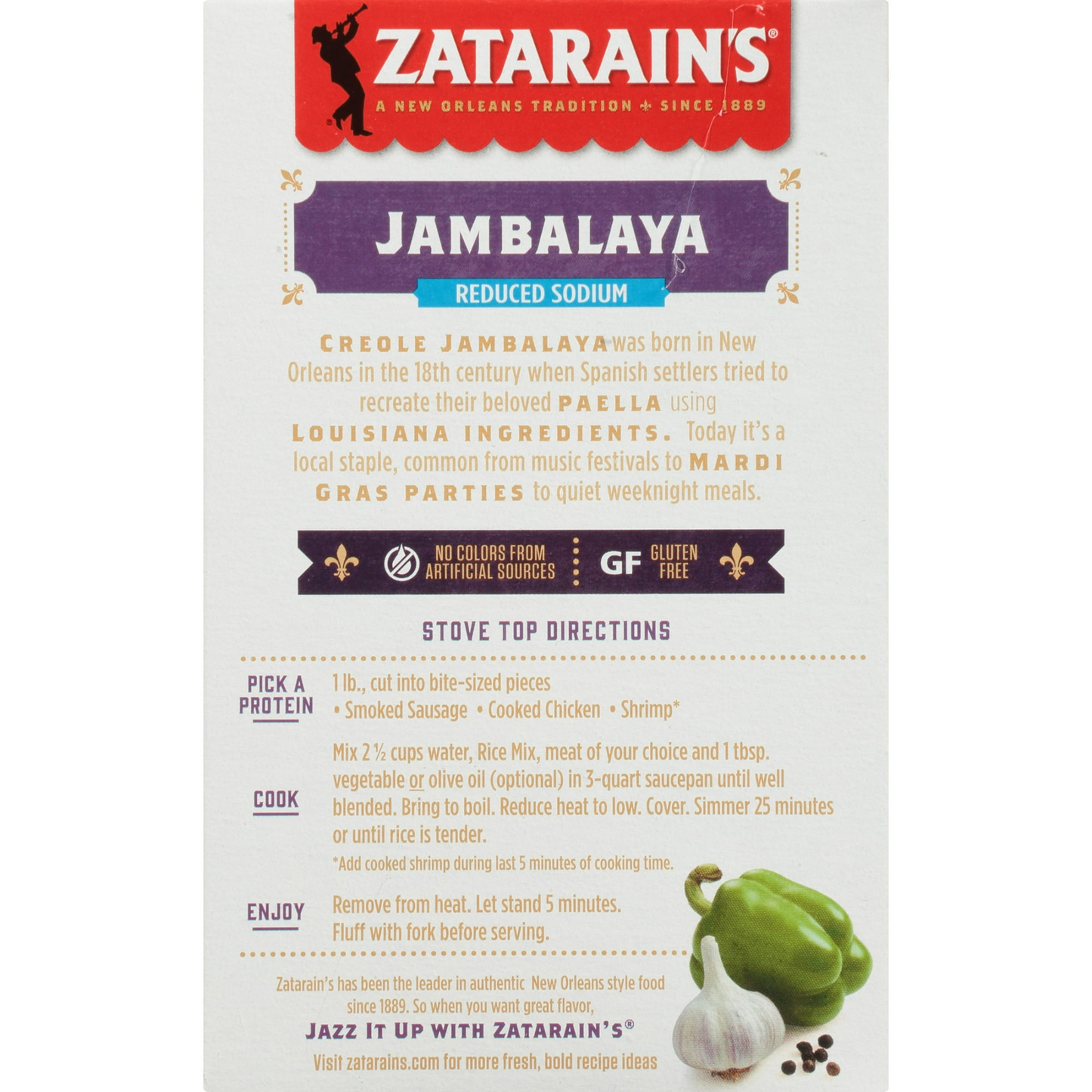 Zatarain's Reduced Sodium Jambalaya, 8.0 oz Box