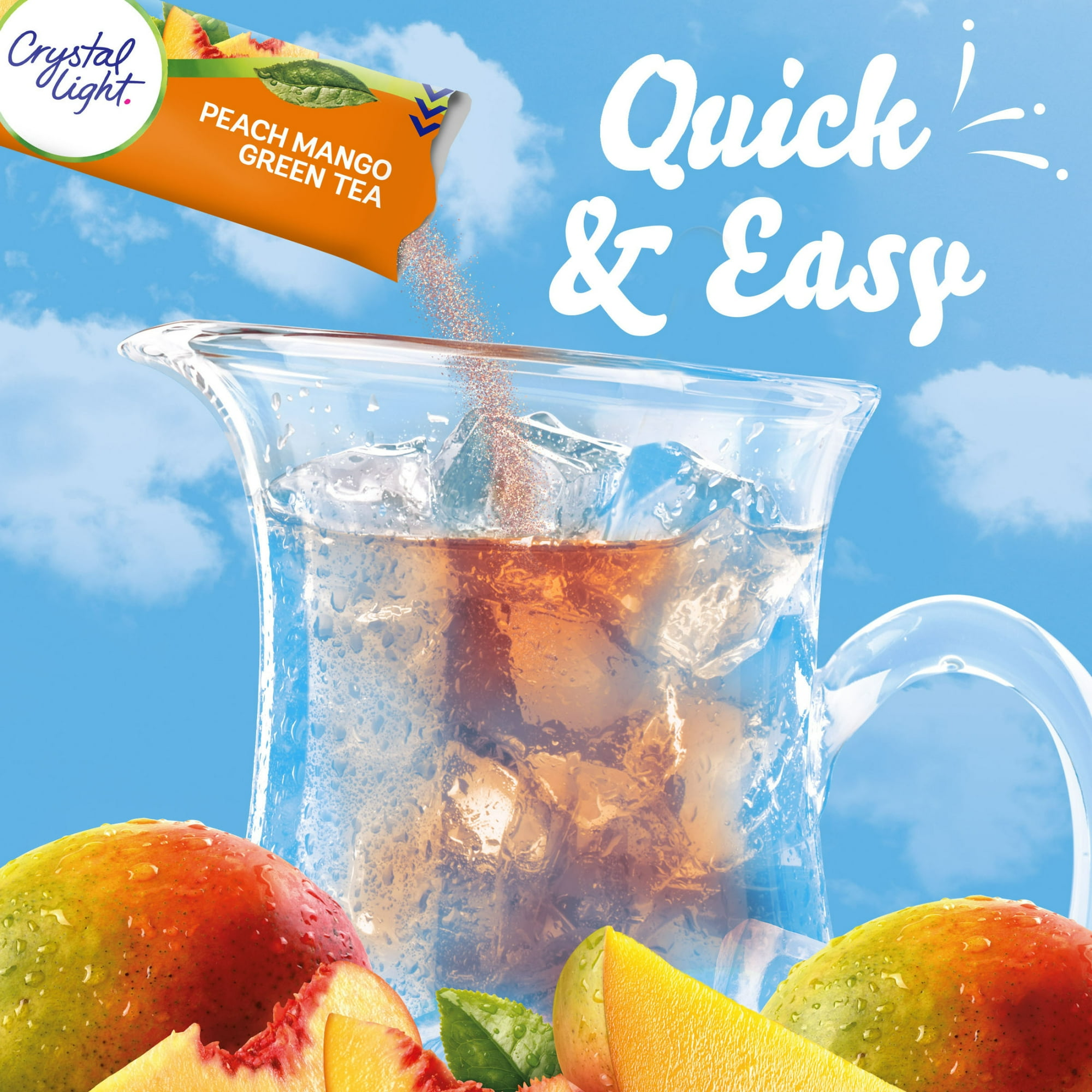 Crystal Light Peach Mango Green Tea Sugar Free Drink Mix, 5 Ct Pitcher Packets