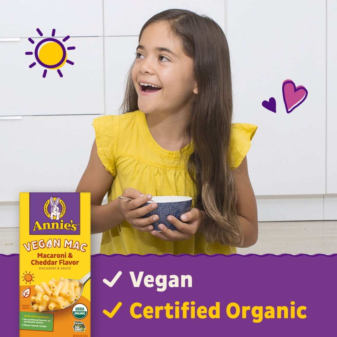 Annie's Vegan Mac and Cheddar Flavor Pasta and Sauce, Organic, Plant Based, 6 oz