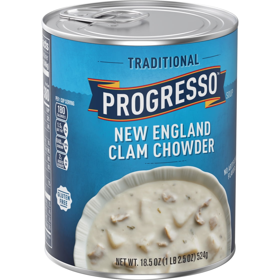 Progresso New England Clam Chowder Soup, Traditional Canned Soup, Gluten Free, 18.5 oz