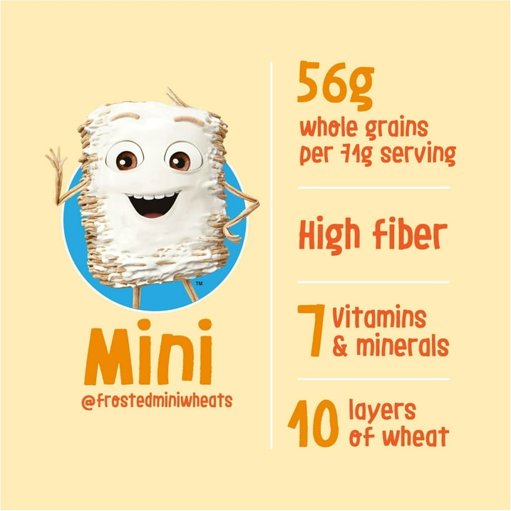 Kellogg's Frosted Mini-Wheats Cold Breakfast Cereal Cup, High-Fiber, Whole Grain, Original, 2.5oz Cup (1 Cup)