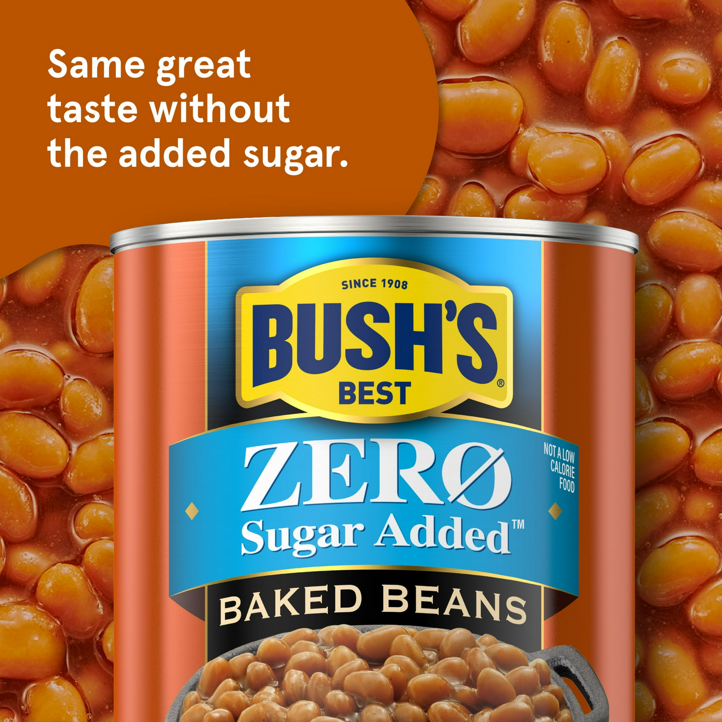 Bush's Zero Sugar Added Baked Beans, Canned Beans, 15.8 oz Can