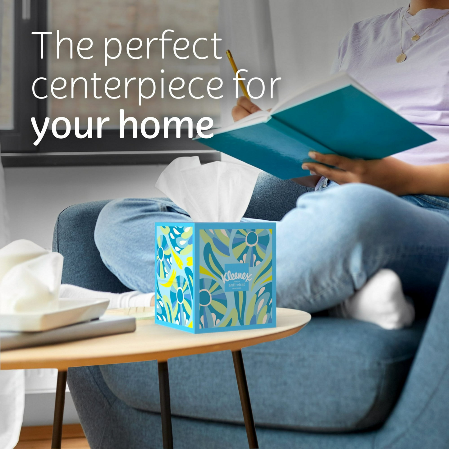 Kleenex Anti-Viral Facial Tissues, 1 Cube Box, 55 Tissues per Box, 3-Ply