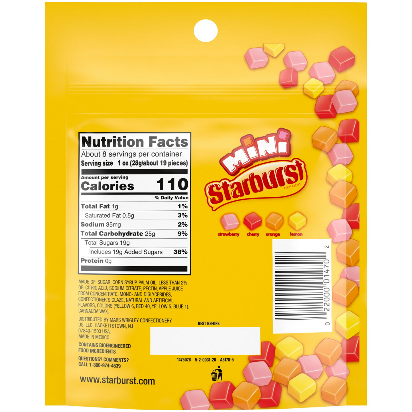 Starburst Minis Original Fruit Chews Chewy Candy, Grab N Go, 8 oz Bags
