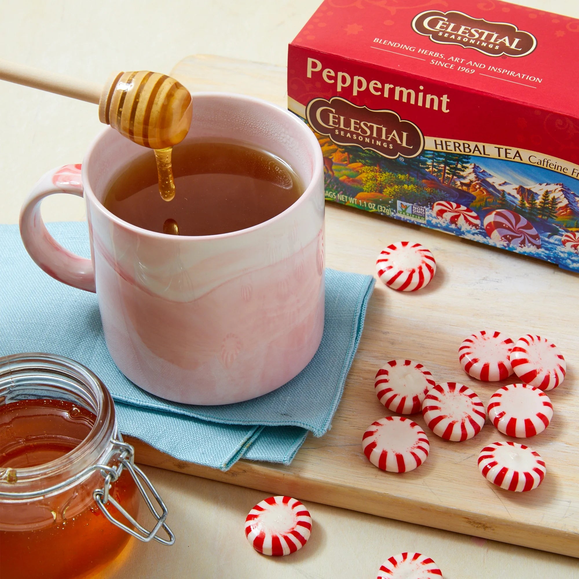 Celestial Seasonings Peppermint Herbal Tea Refreshing Caffeine-Free Mint Tea Bags (40 Count)