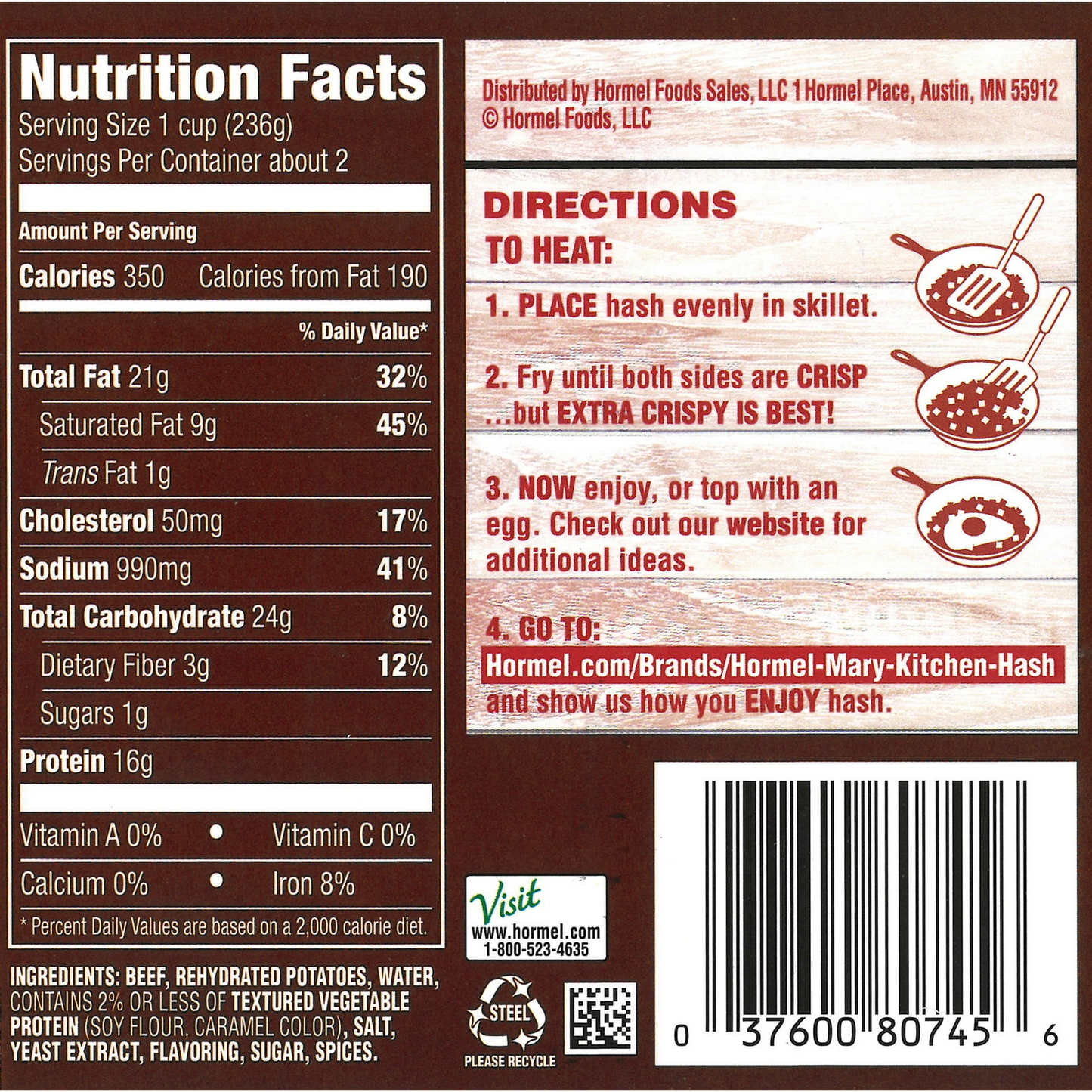 MARY KITCHEN Roast Beef Hash, Canned Roast Beef Hash, 14 oz Can