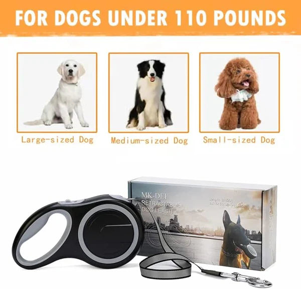 26Ft Heavy Duty Retractable Dog Leash – Tangle-Free, One-Hand Brake, for Dogs up to 110 lbs (Large)