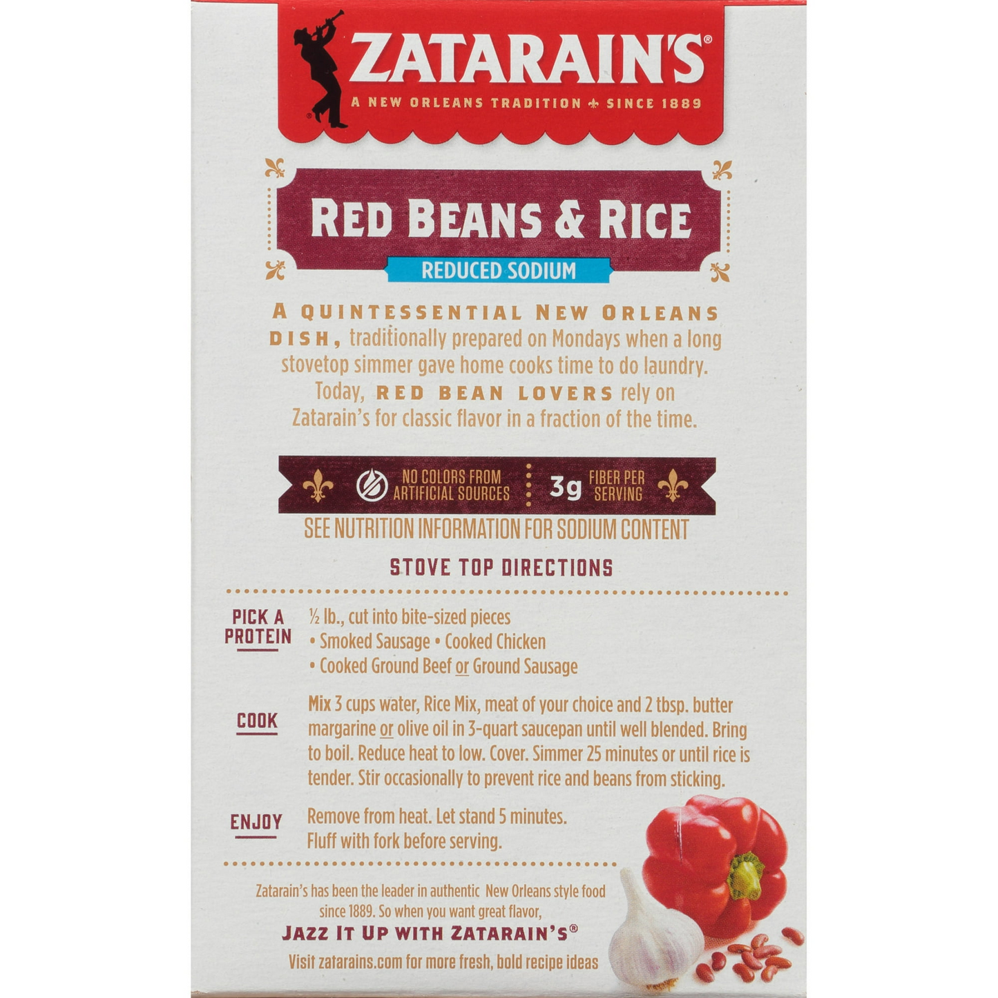 Zatarain's No Artificial Flavors Reduced Sodium Red Beans & Rice Mix, 8.0 oz Box