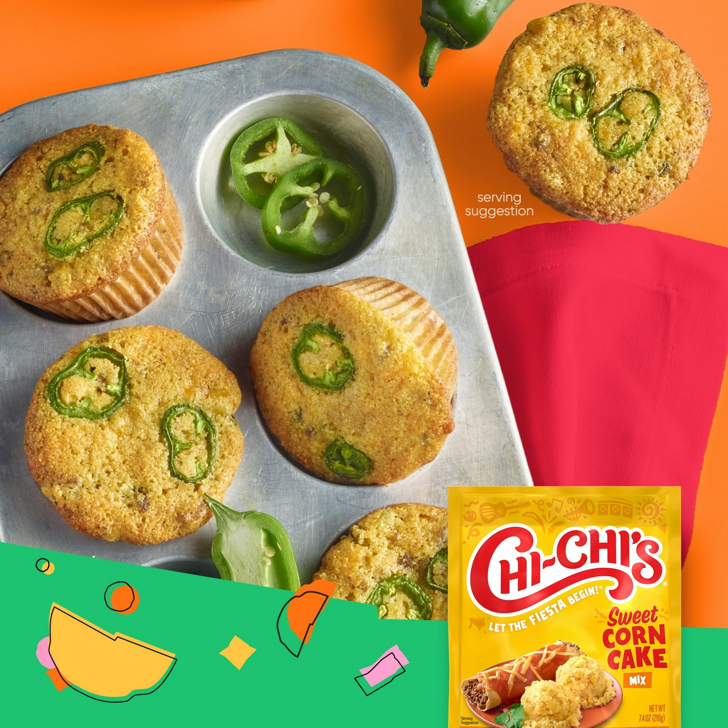 CHI-CHI'S Sweet Corn Cake Mix, Shelf-Stable, 7.4 oz Pouch, (12 Count)