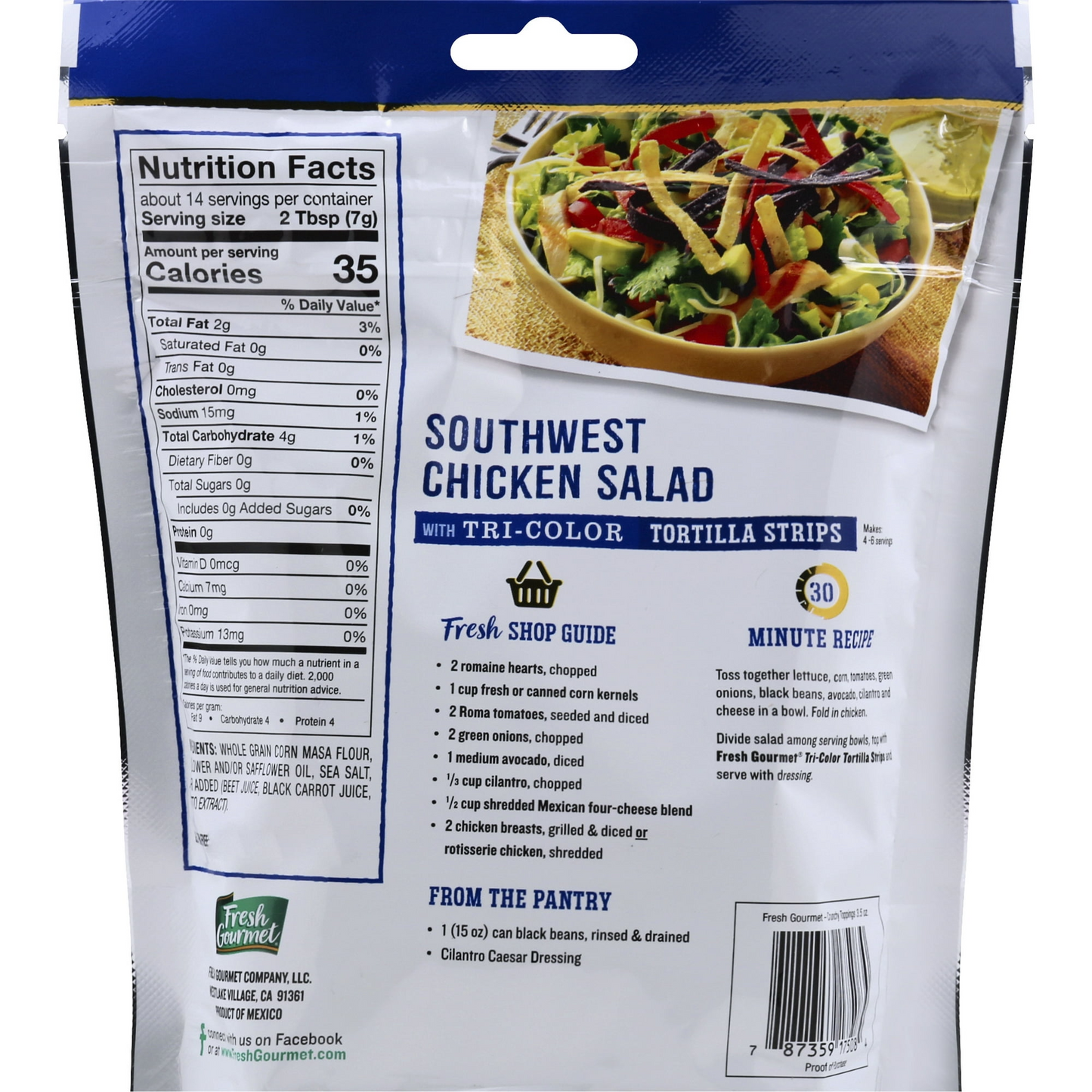 Fresh Gourmet Tri-Color Tortilla Strips, 3.5 oz