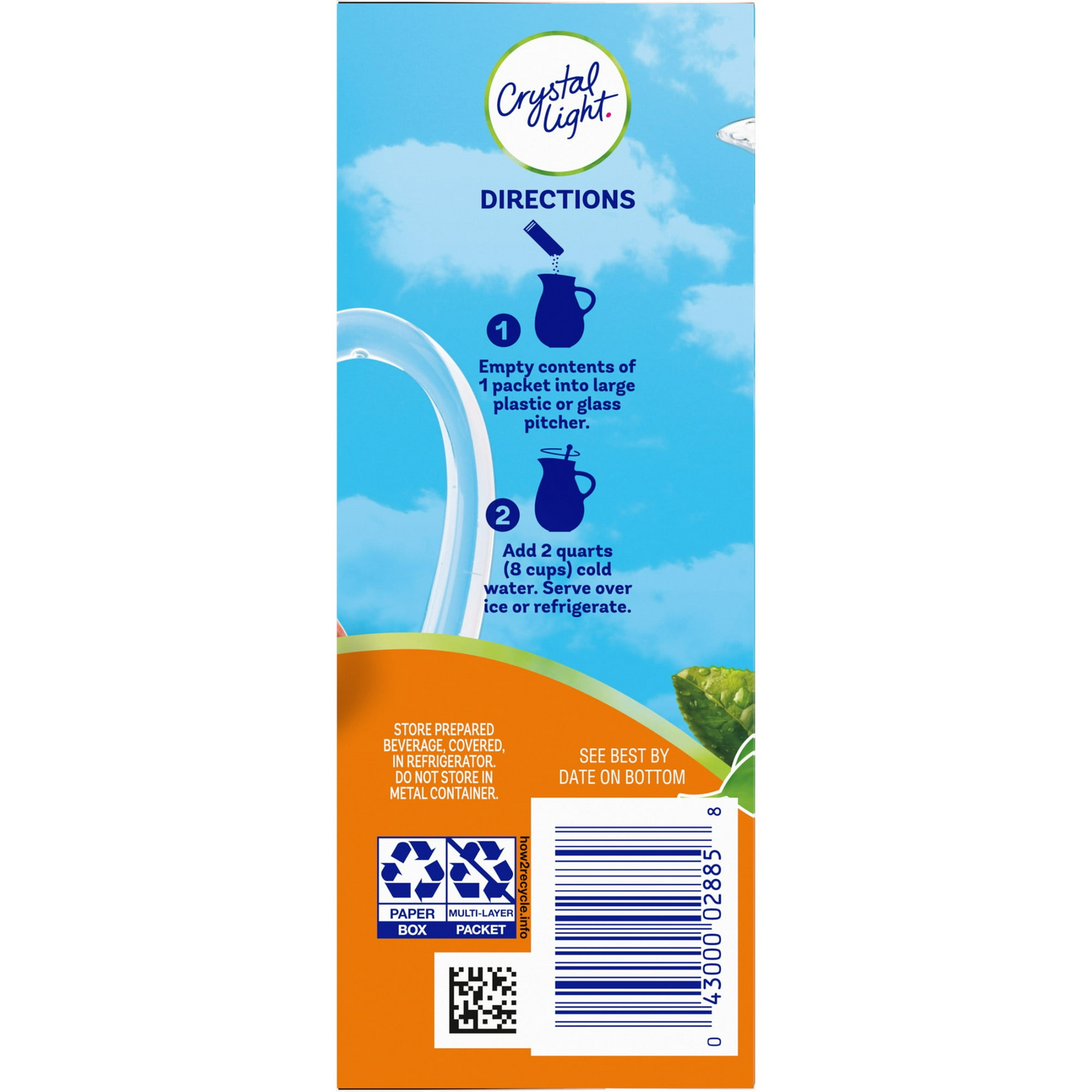 Crystal Light Peach Mango Green Tea Sugar Free Drink Mix, 5 Ct Pitcher Packets