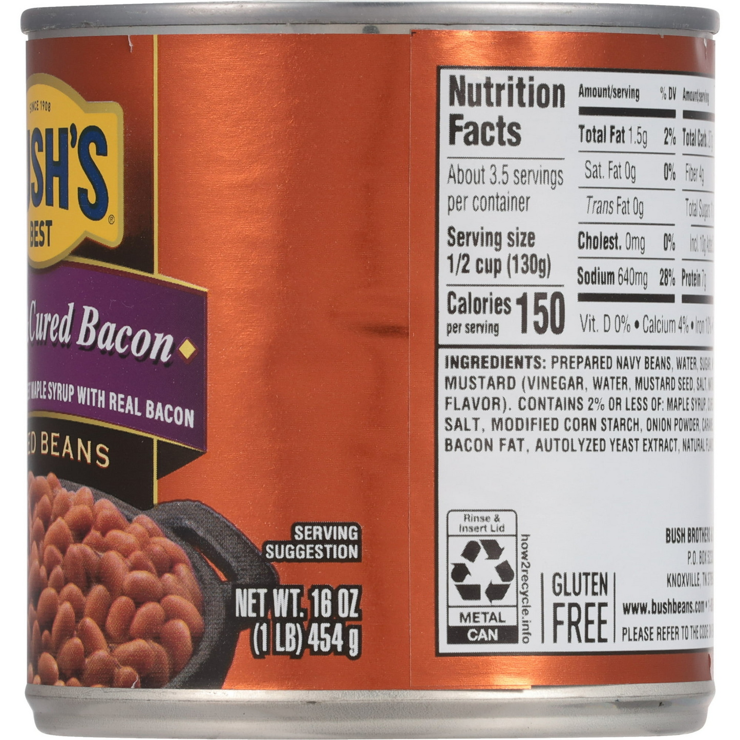 Bush's Maple and Cured Bacon Baked Beans, Canned Beans, 16 oz Can
