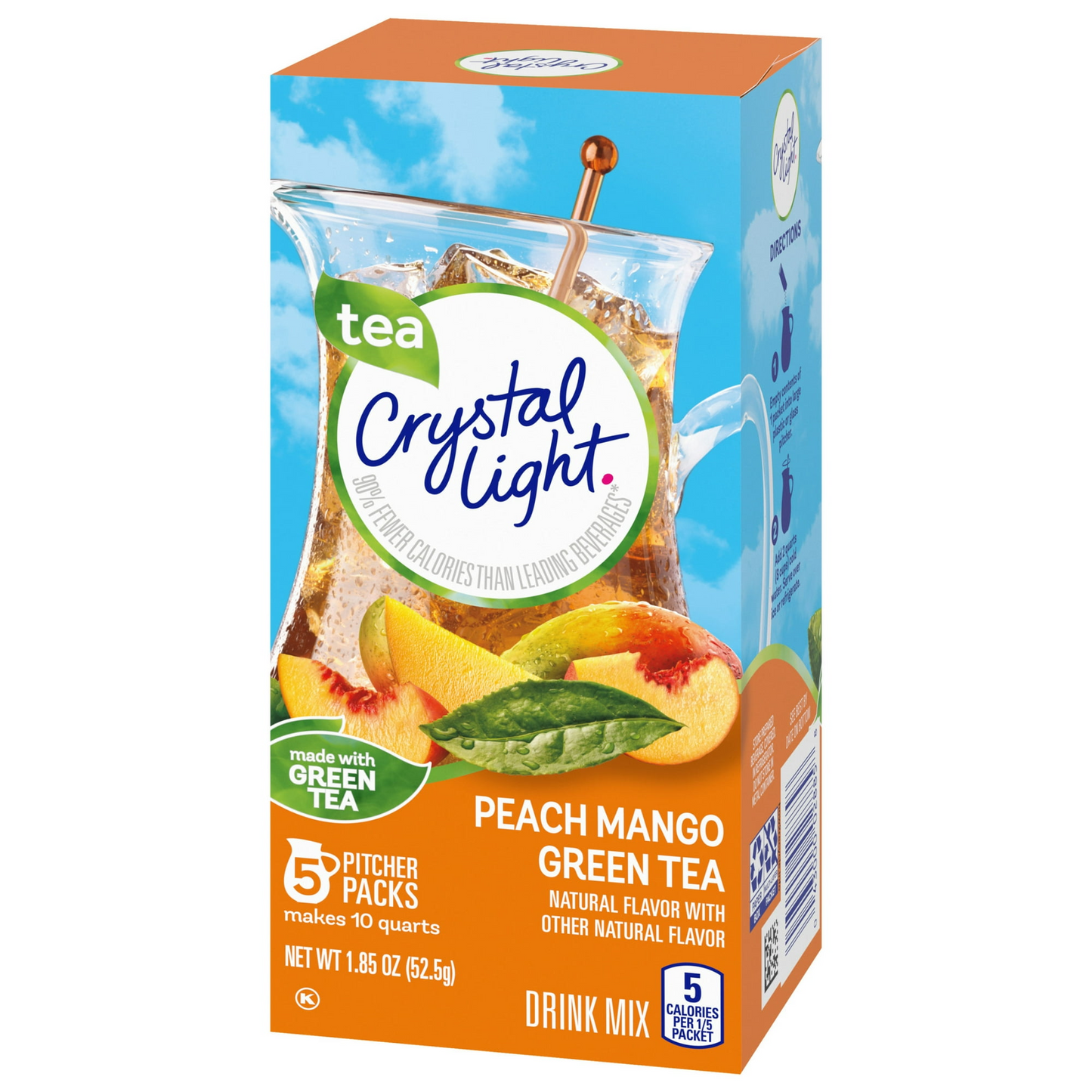 Crystal Light Peach Mango Green Tea Sugar Free Drink Mix, 5 Ct Pitcher Packets
