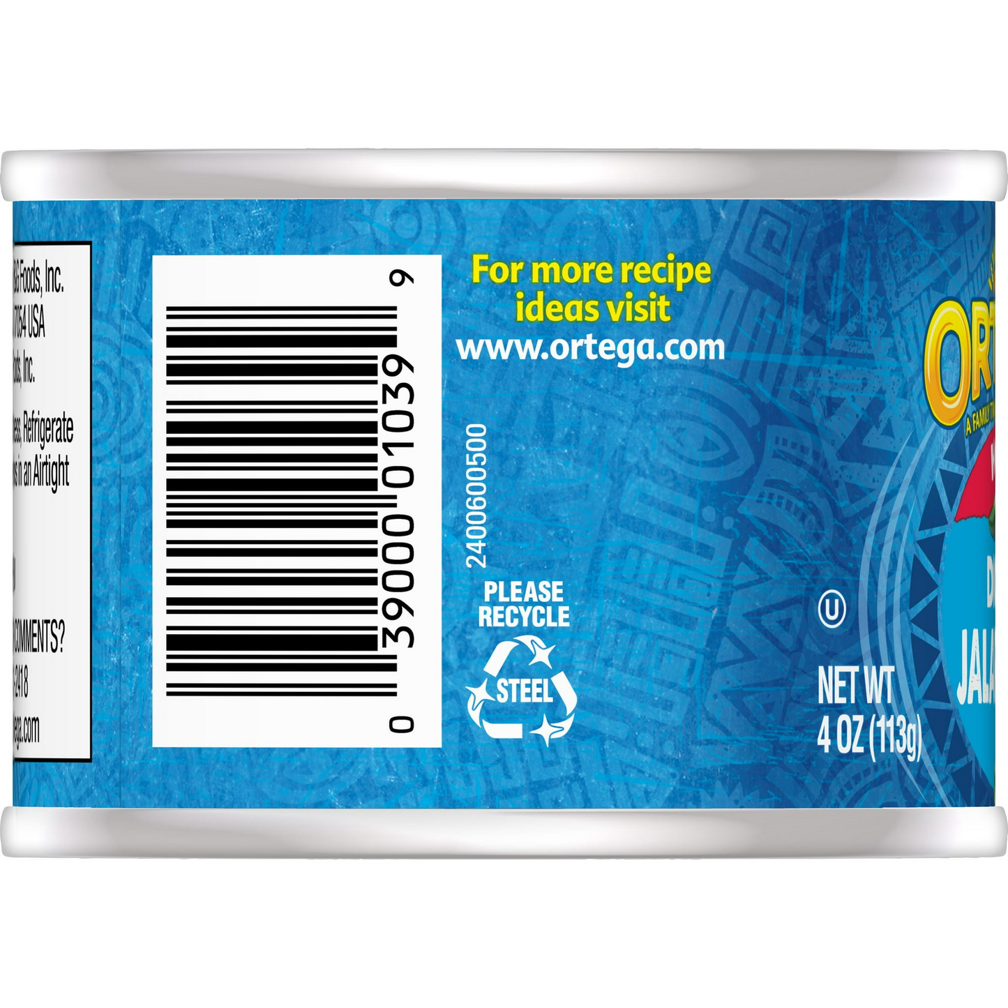 Ortega Hot Diced Jalapenos, Kosher, 4 oz Can