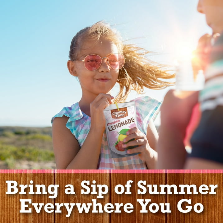 Country Time Strawberry Lemonade Ready to Drink Flavored with Other Natural Flavors Drink Pouches, 10 Ct Box, 6 fl oz Pouches, Liquids