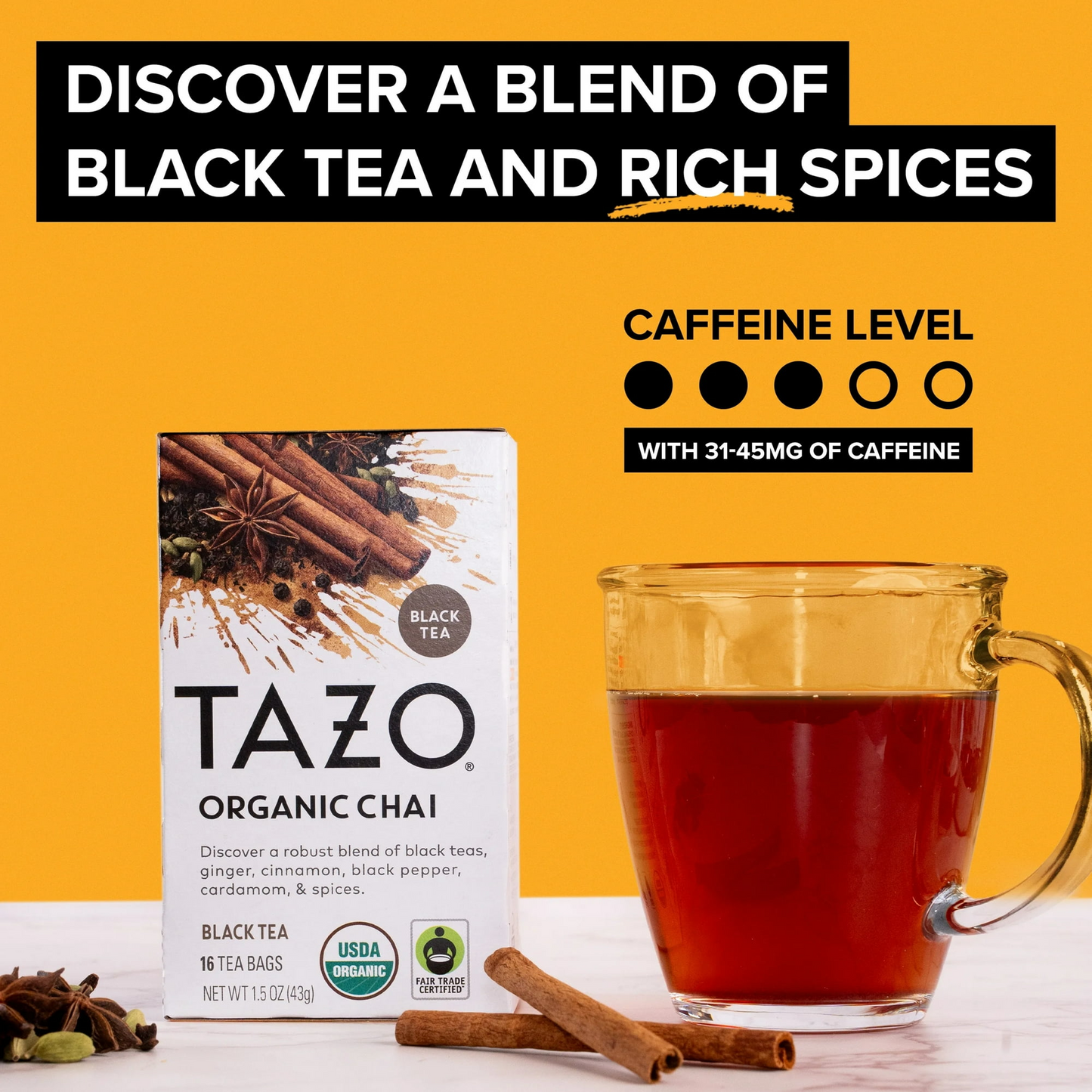 TAZO Organic Chai Black Tea Bags, 16ct