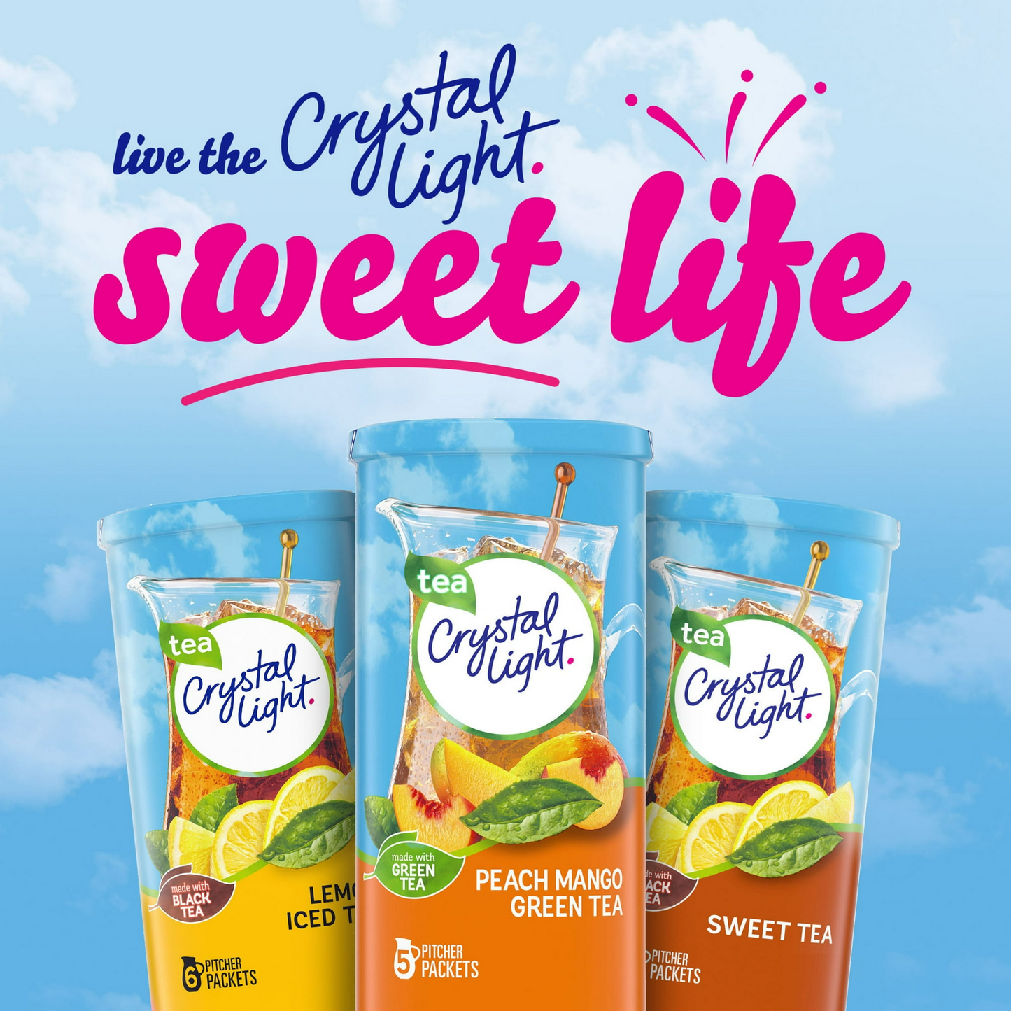Crystal Light Peach Mango Green Tea Sugar Free Drink Mix, 5 Ct Pitcher Packets
