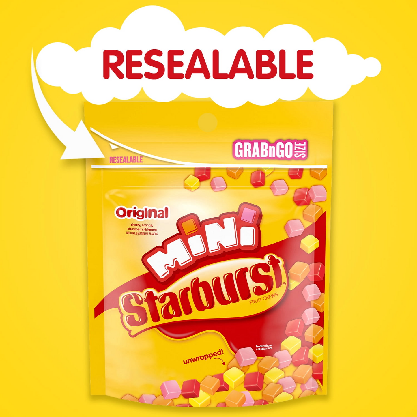 Starburst Minis Original Fruit Chews Chewy Candy, Grab N Go, 8 oz Bags