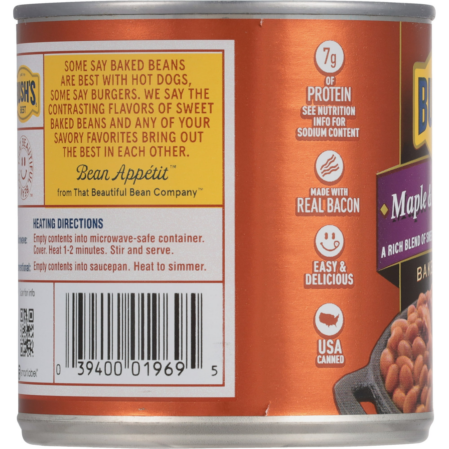 Bush's Maple and Cured Bacon Baked Beans, Canned Beans, 16 oz Can