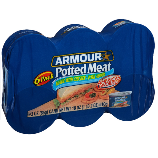 Armour Star Potted Meat, 10g Protein Per Serving, Canned Meat, 3 oz. Can (Pack of 6)