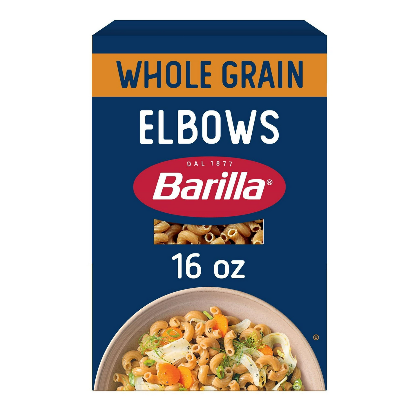 Barilla Whole Grain Elbows Pasta, 100% Whole Wheat, 16 oz Box