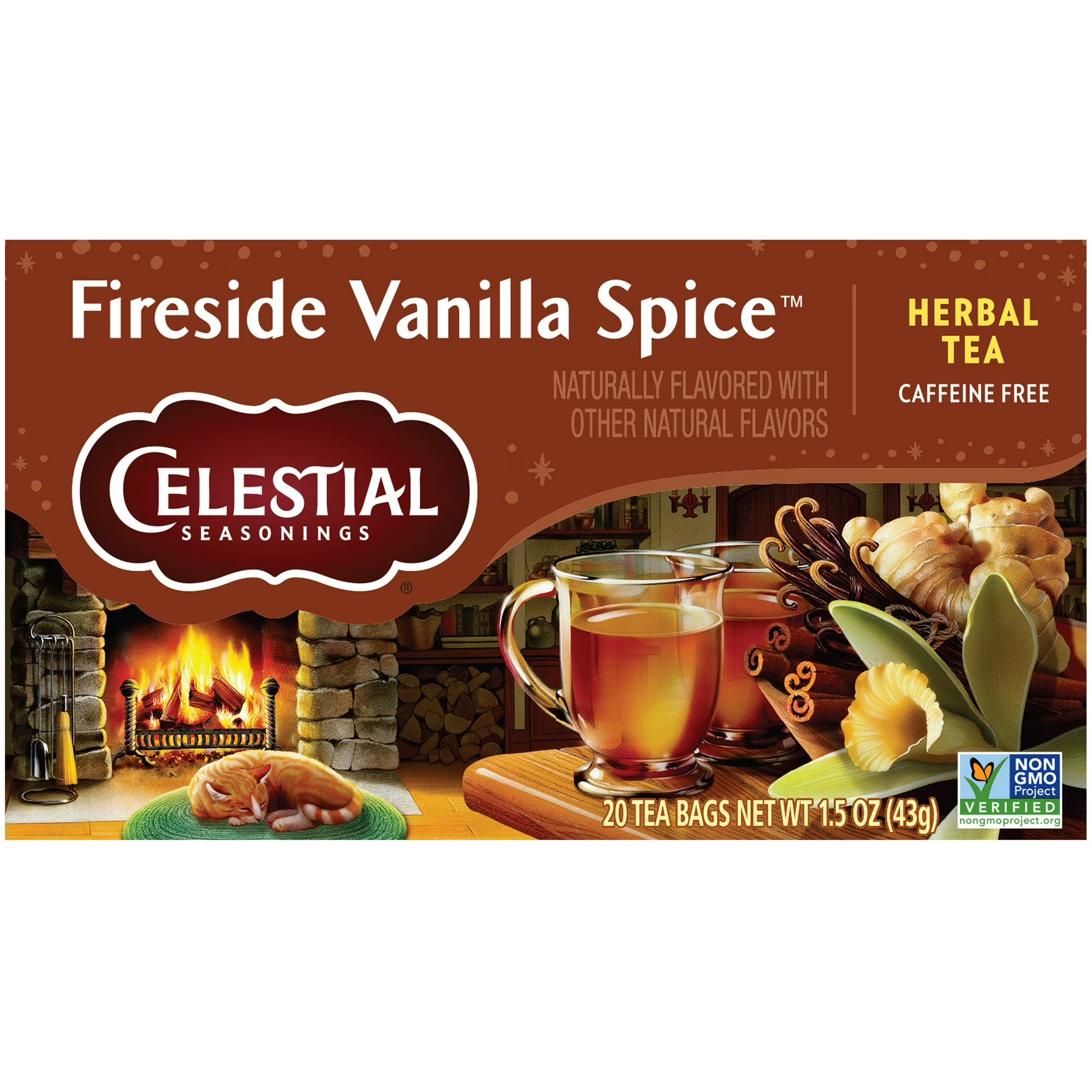 Celestial Seasonings Fireside Vanilla Spice Cozy Caffeine-Free Herbal Tea Bags