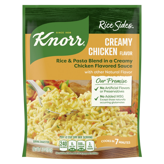 Knorr No Artificial Flavors Creamy Chicken Parboiled Rice Cooks in 7 Minutes, 5.7 oz Regular Pouch