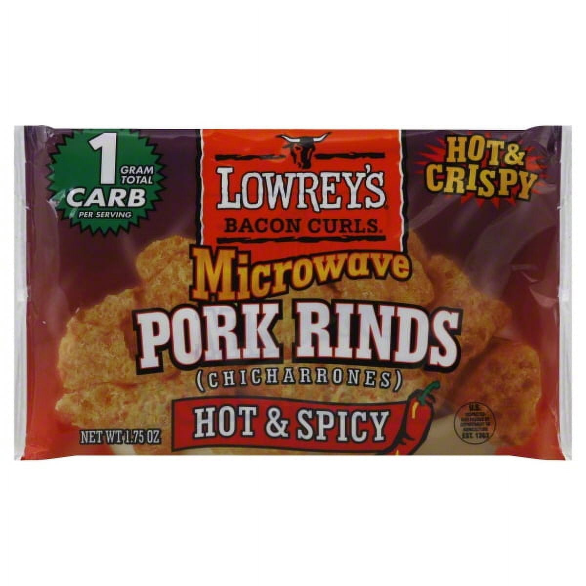 Lowrey's Bacon Curls Hot & Spicy Microwave Pork Rinds, 1.75 Oz.