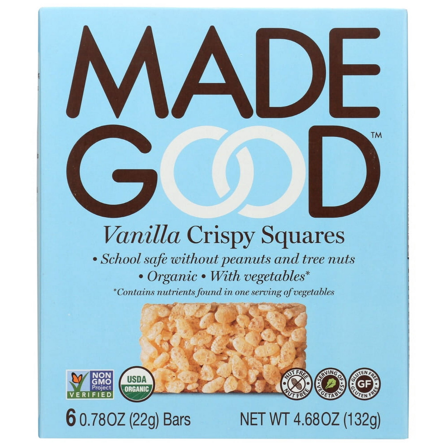 Madegood Vanilla Crispy Squares, 6 Bars