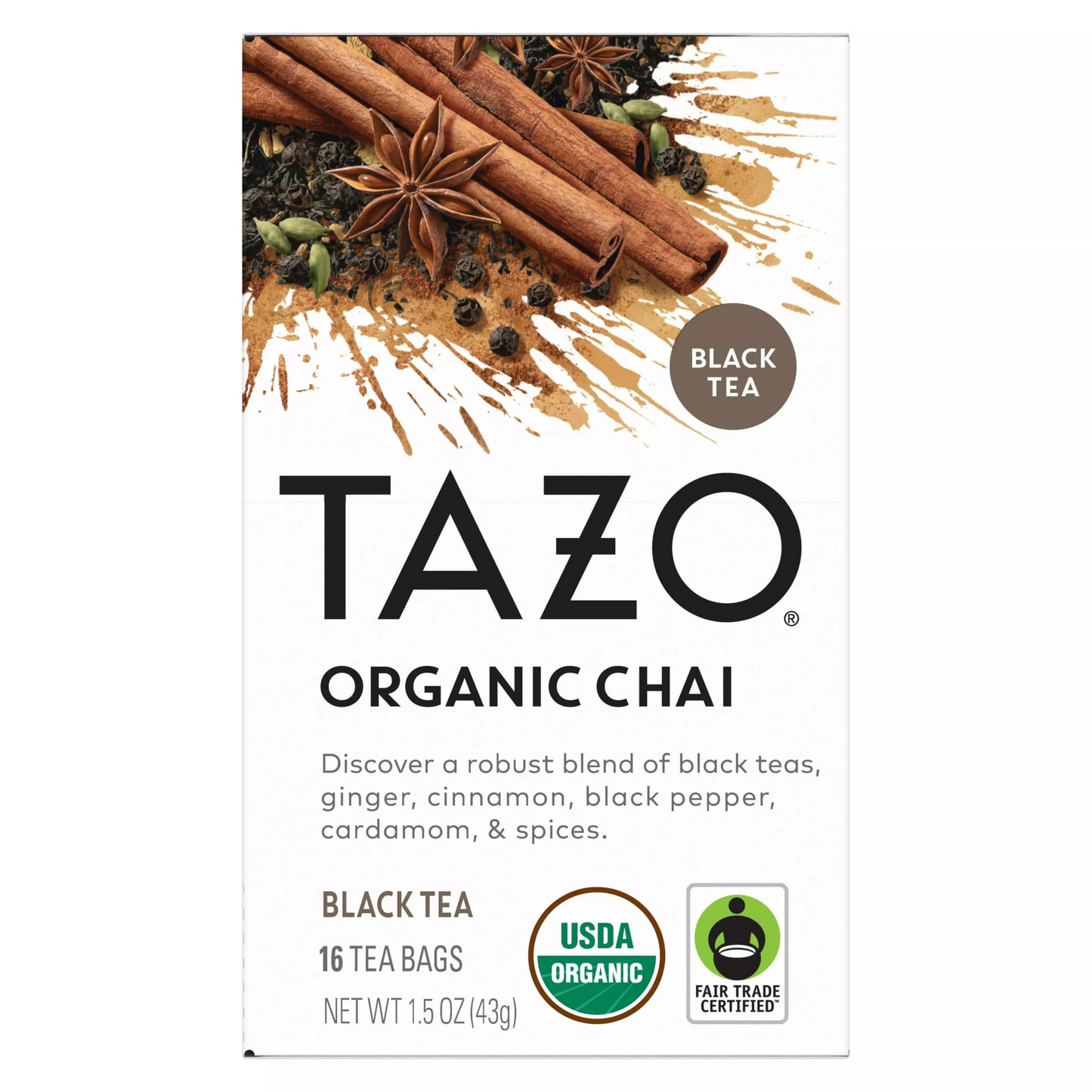 TAZO Organic Chai Black Tea Bags, 16ct