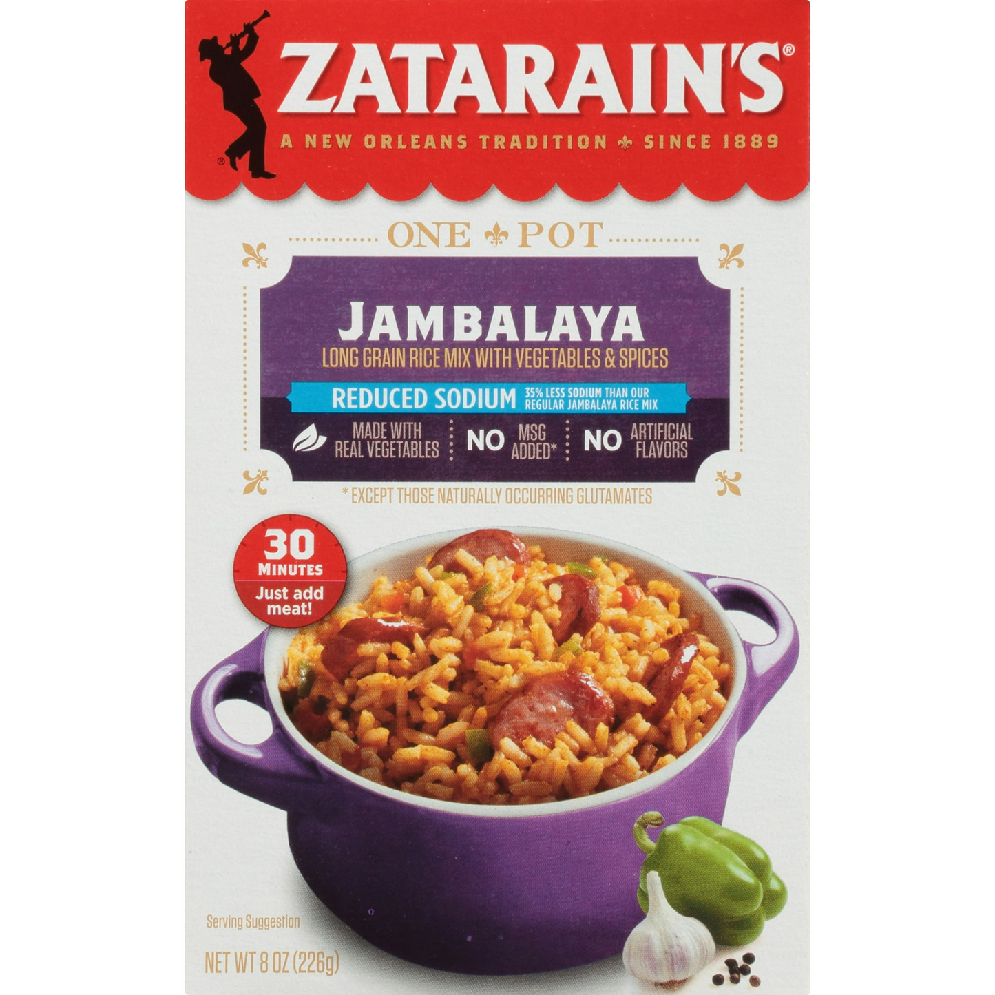 Zatarain's Reduced Sodium Jambalaya, 8.0 oz Box