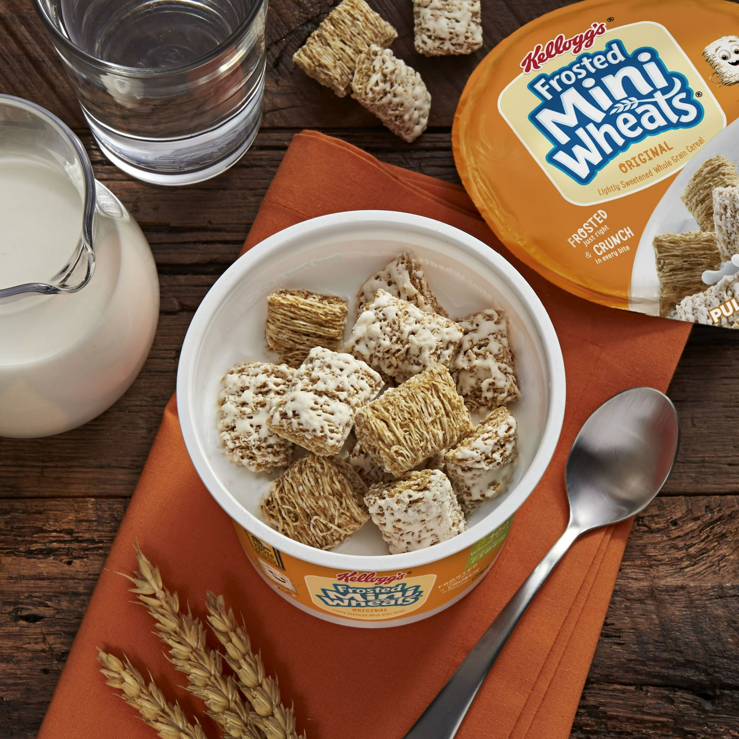 Kellogg's Frosted Mini-Wheats Cold Breakfast Cereal Cup, High-Fiber, Whole Grain, Original, 2.5oz Cup (1 Cup)