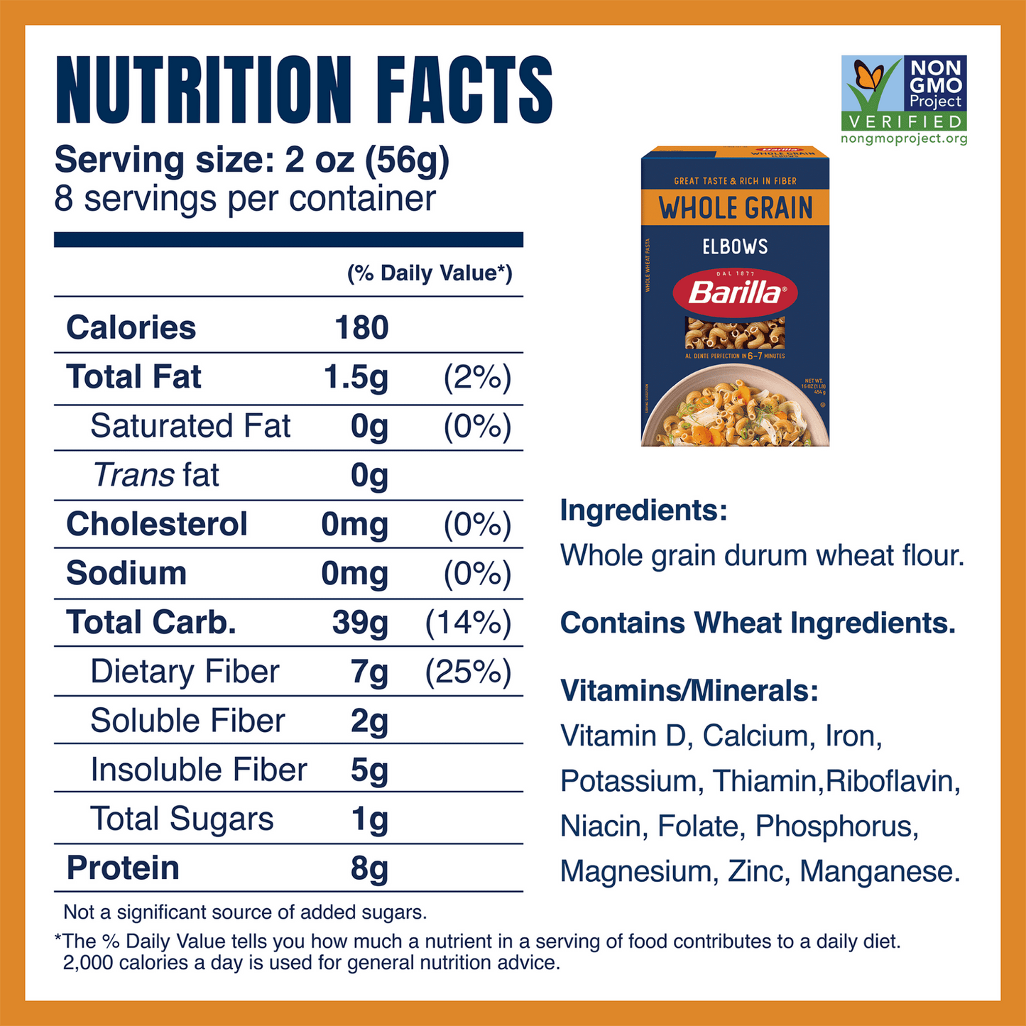 Barilla Whole Grain Elbows Pasta, 100% Whole Wheat, 16 oz Box