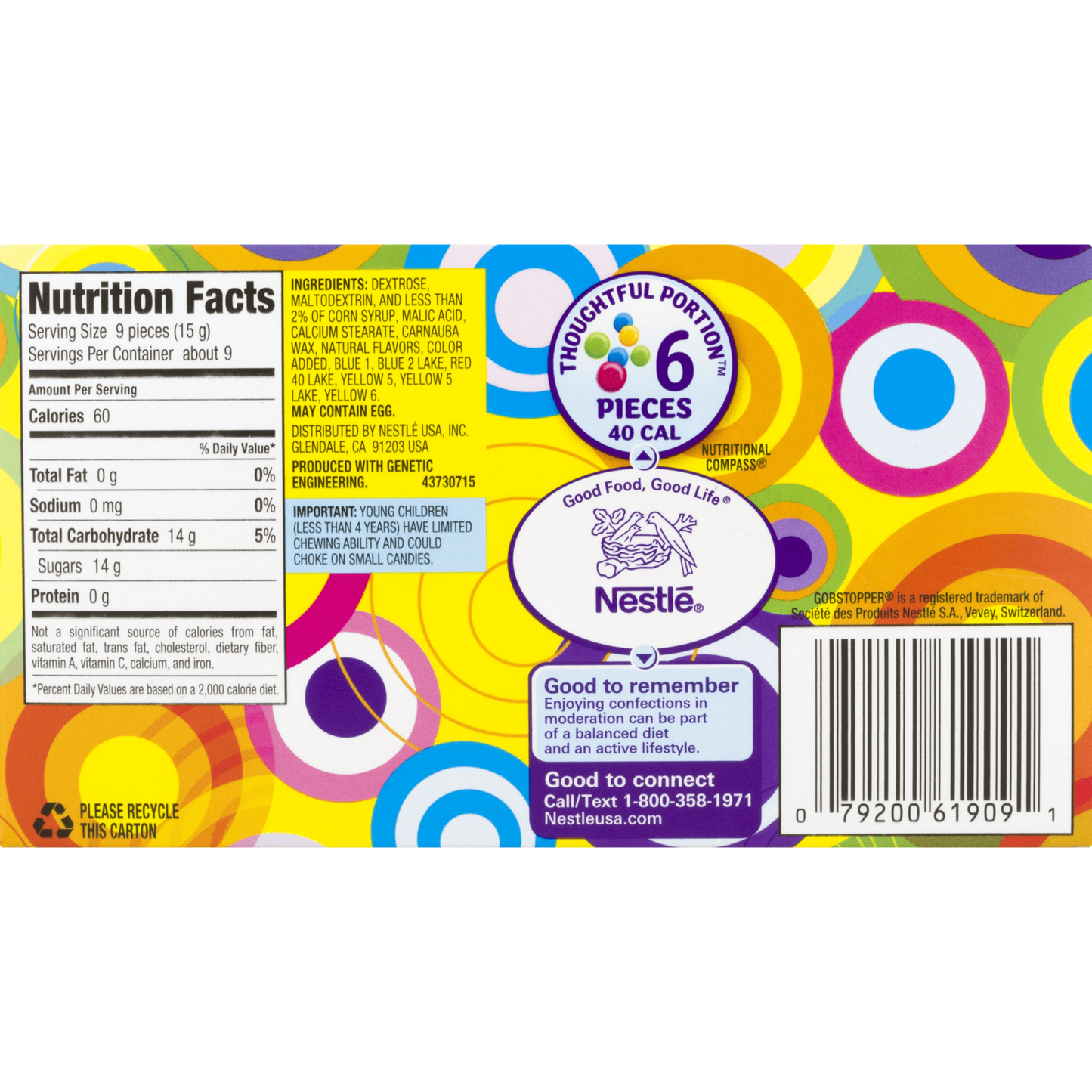 Gobstopper Everlasting Jawbreakers Candy, 5 Oz. Box