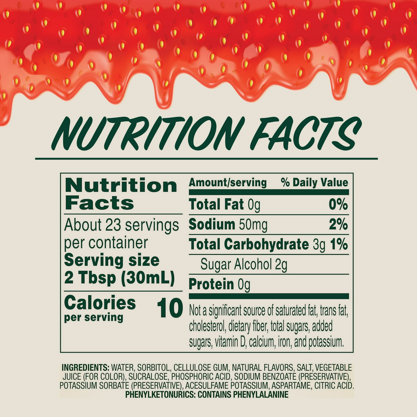 Maple Grove Farms Sugar Free Strawberry Syrup, Low Calorie Syrup, 24 fl oz Bottle