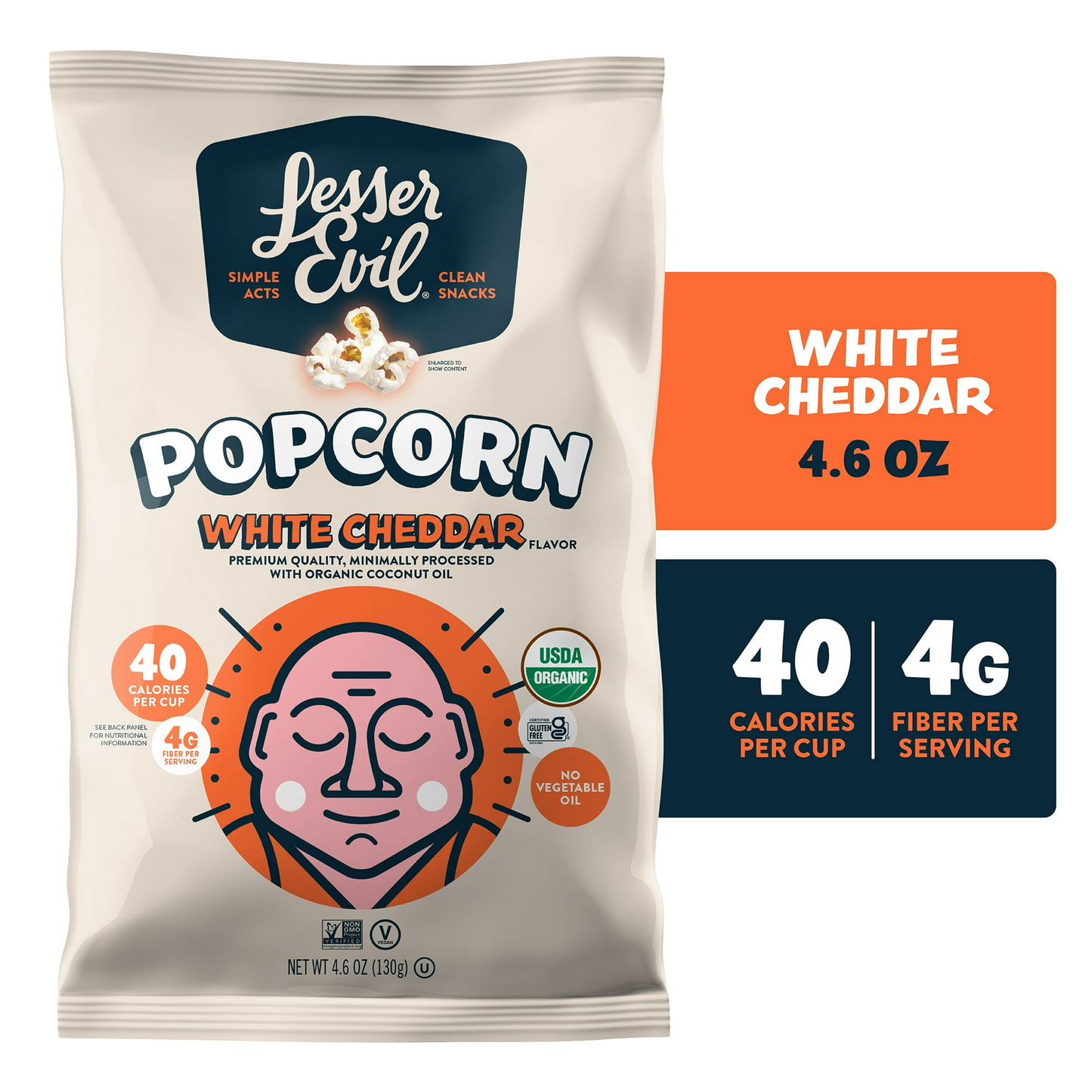 LesserEvil, Organic Popcorn, White Cheddar