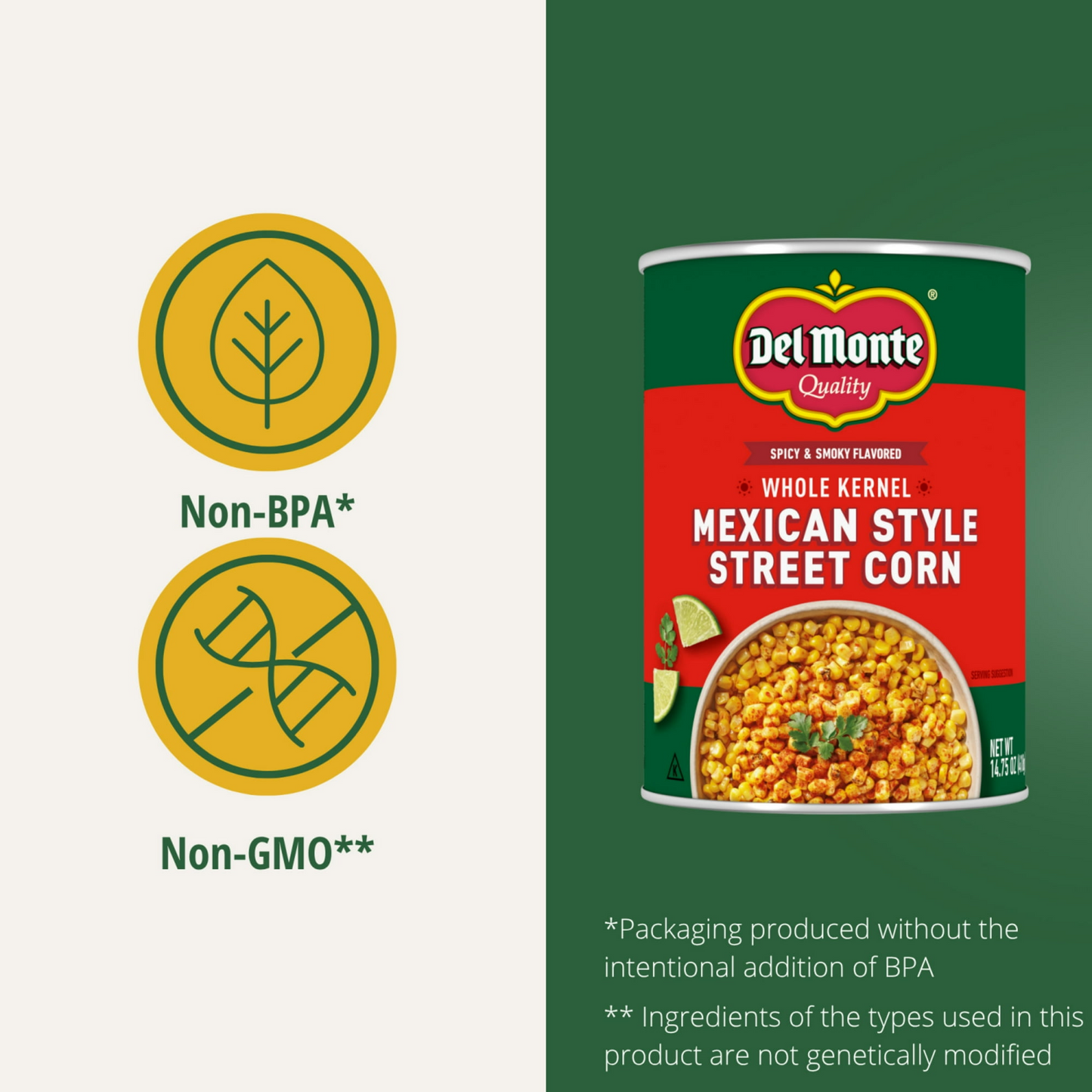 Del Monte Mexican Style Street Corn, Canned Vegetables, 14.75 oz Can