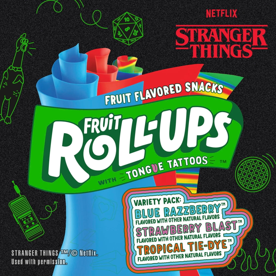 Fruit Roll-Ups Fruit Flavored Snacks, Stranger Things Edition, Variety Pack, 10 Count, 5 oz